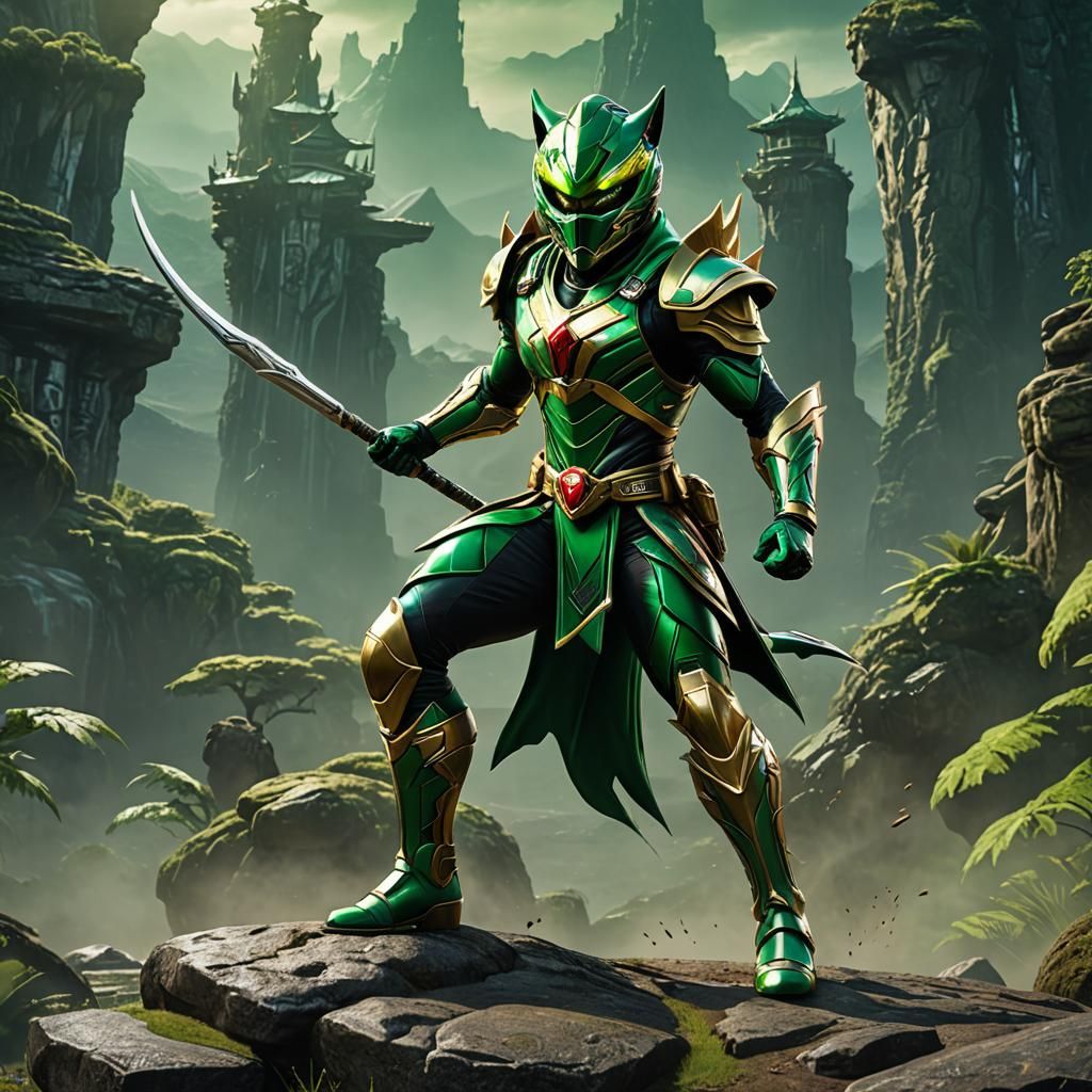 Green Wolf Power Ranger Epic Fantasy Art