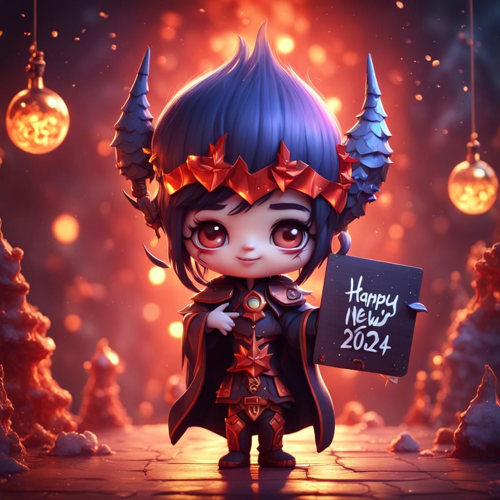 Chibi Devil Celebrates New Year 2024