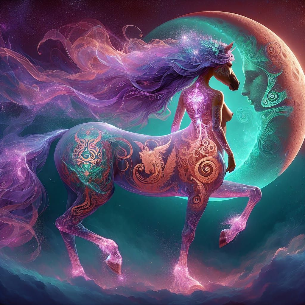 Mystical Purple Centaur in Digital Fantasy Art