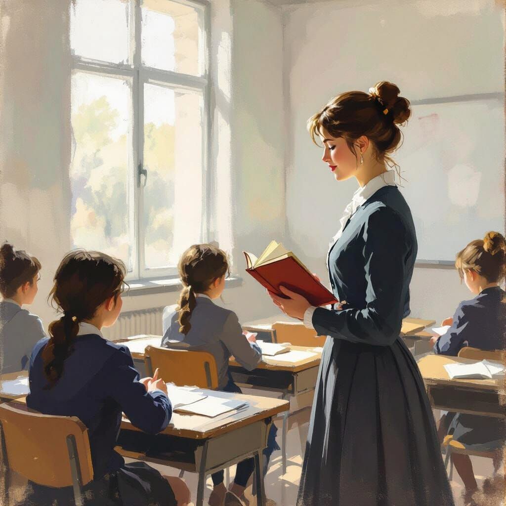 Young Teacher Inspires Students in Bright Classroom