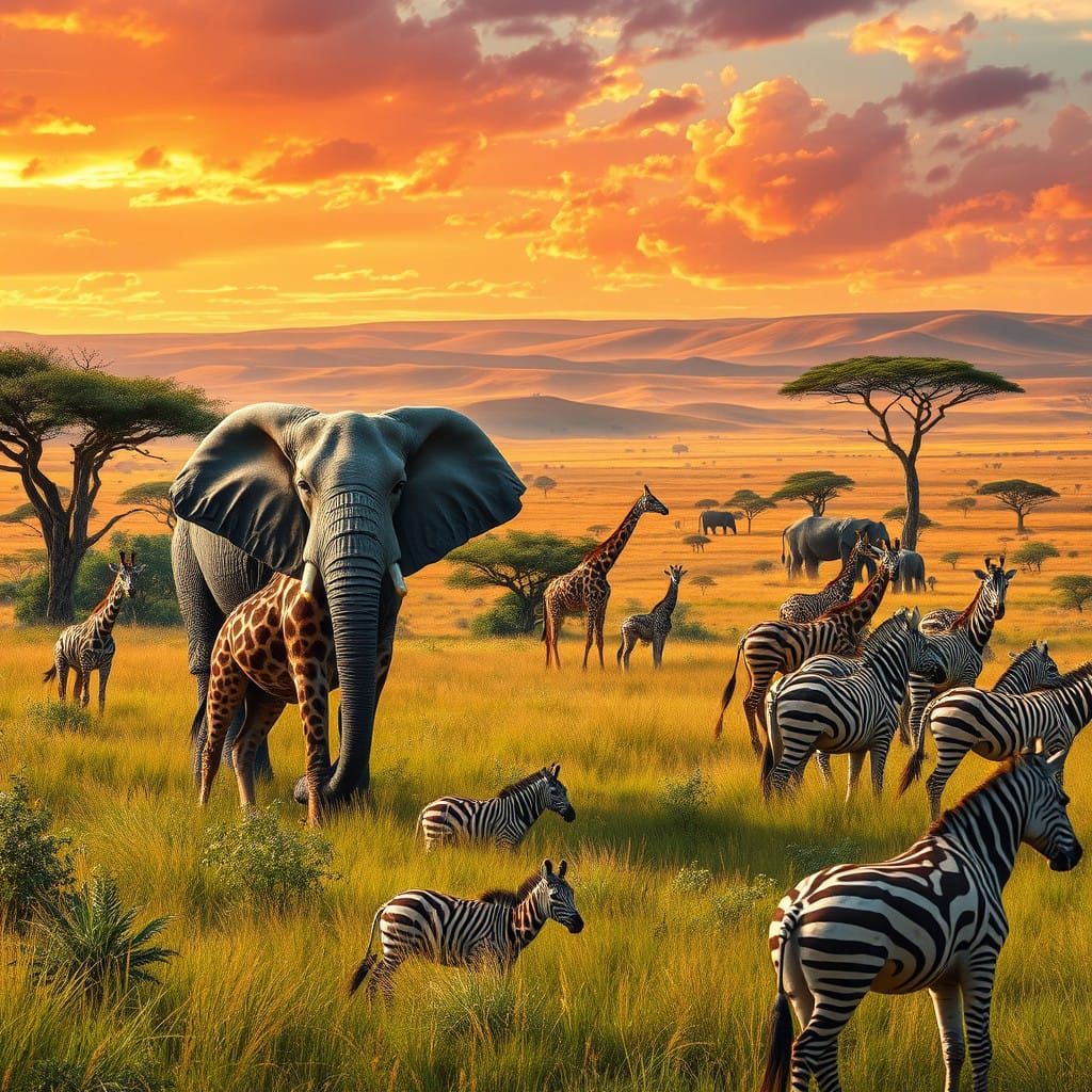 Majestic Savannah Landscape Teeming with Life