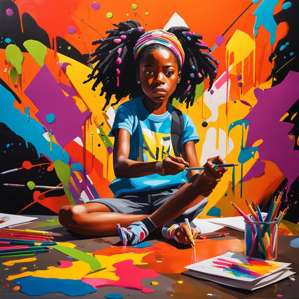 Vibrant Street Art of Girl Writing