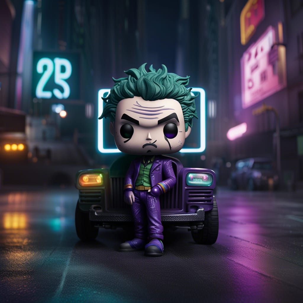 Cyberpunk Joker Funko-Pop on Gotham Street