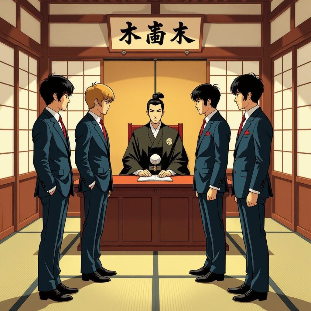 Rock Band in Japanese Court: Syd Mead Style