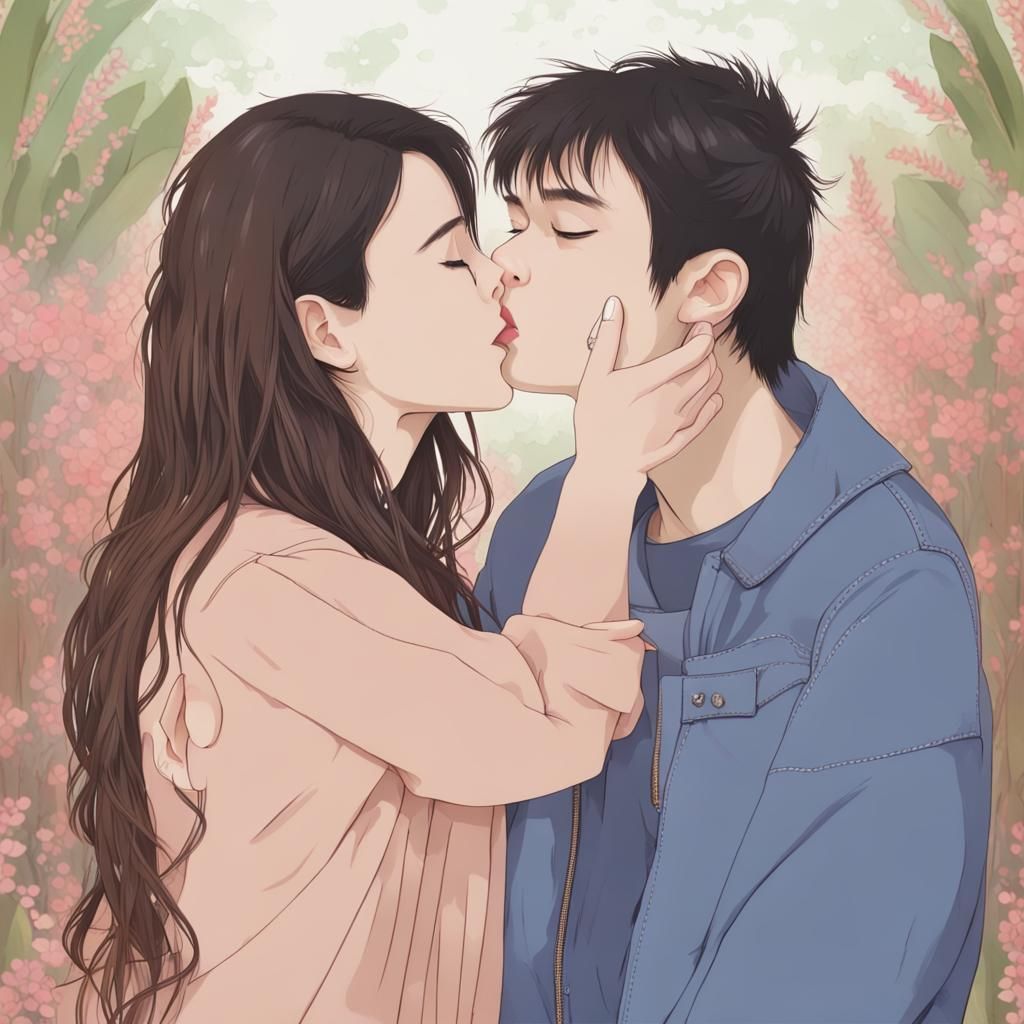 Figures Kissing: A Simple AI-Generated Image