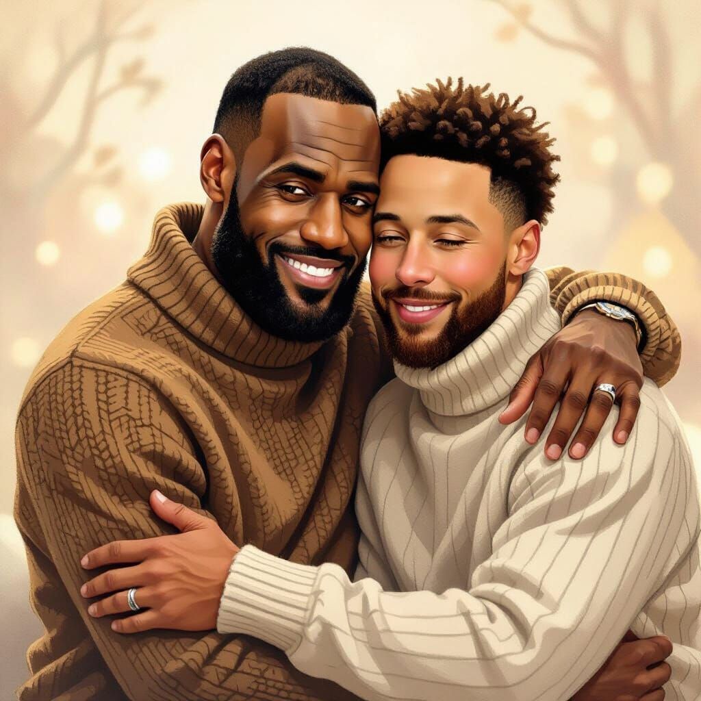 LeBron James and Steph Curry Cuddling in Dreamy Lighting