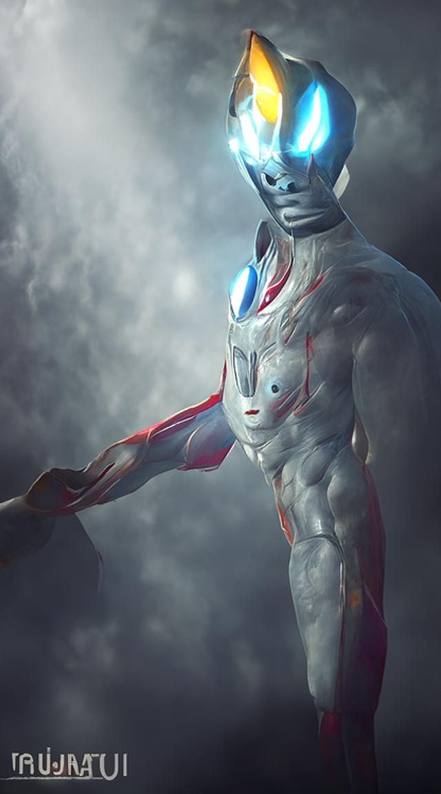 Horror Ultraman with Geometric Cosmic Elements