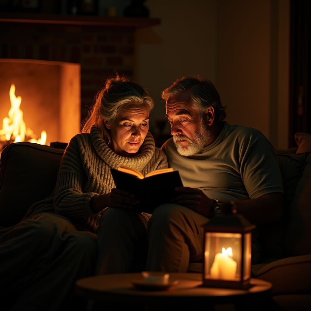 Cozy Night Reading by Firelight