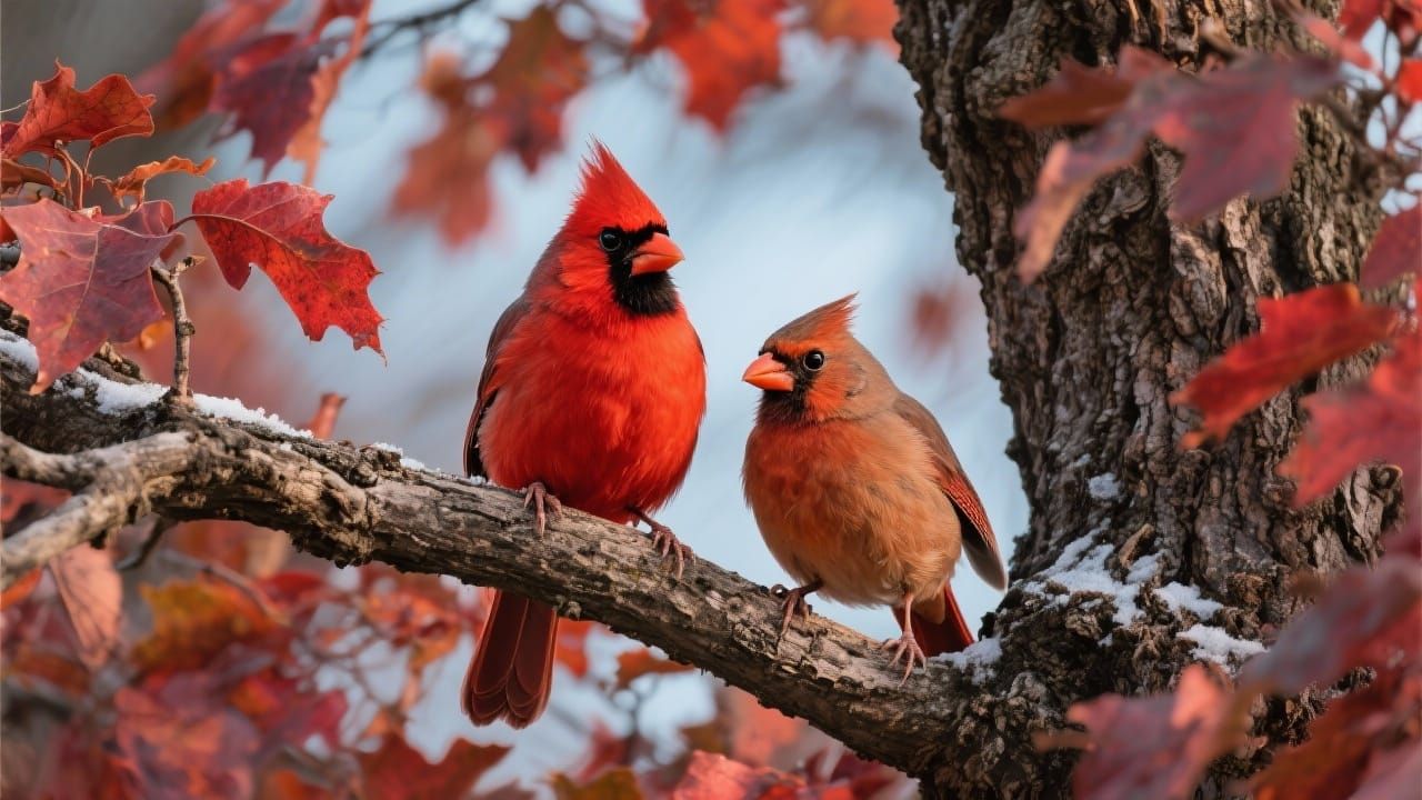 A Northern Cardinal Couple