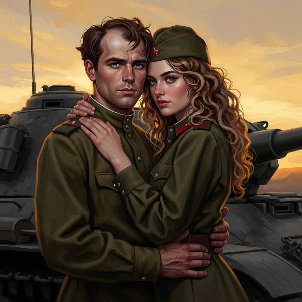 Romantic Realism Portrait of Russian and American Soldiers