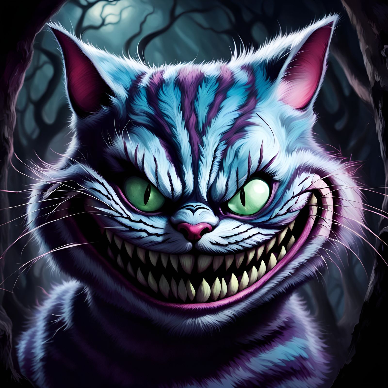 Menacing Cheshire Cat in Wonderland