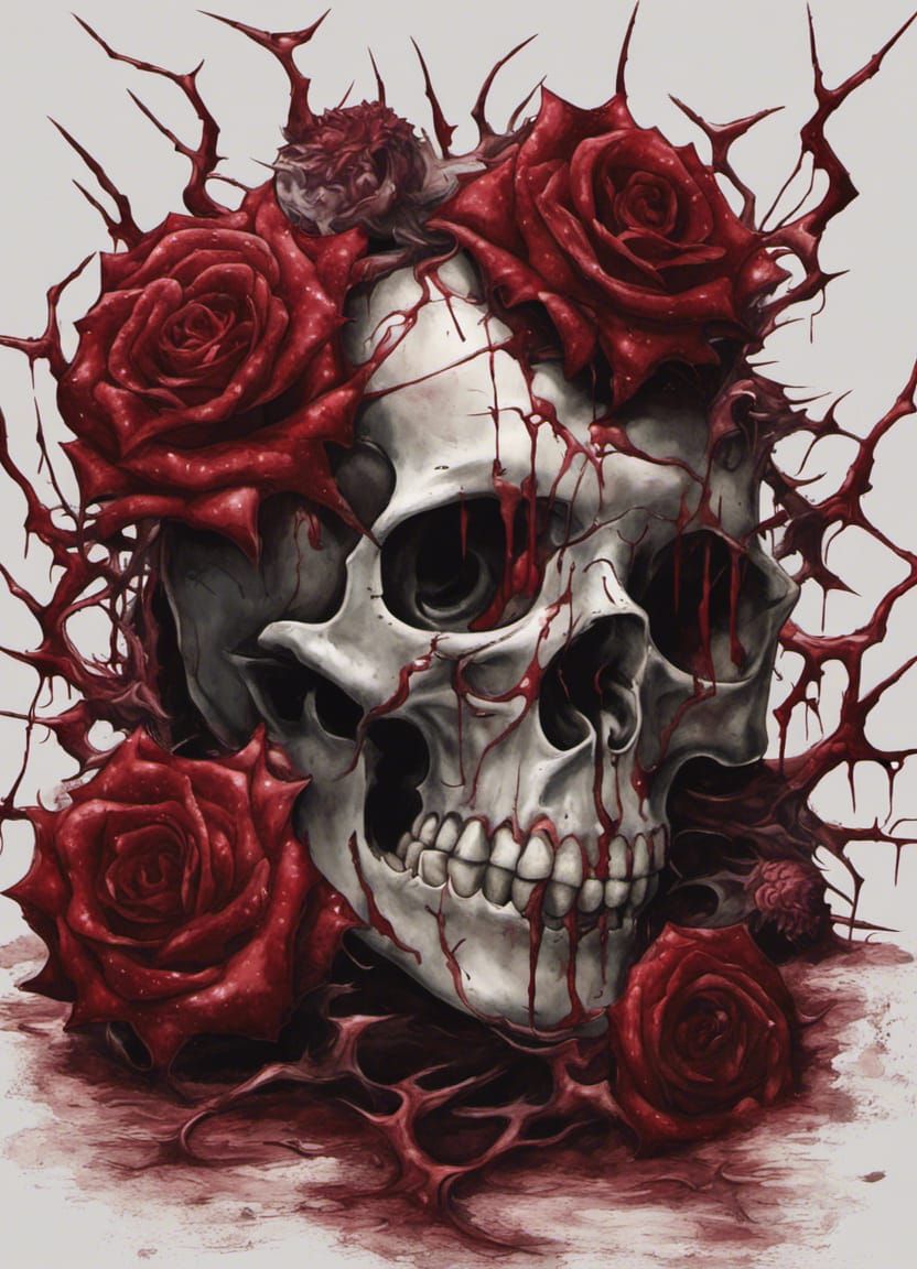 Crimson Skull and Thorns in Desert Night