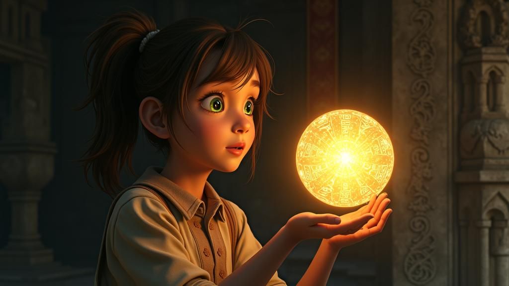 Girl Finds Glowing Orb in Ancient Temple