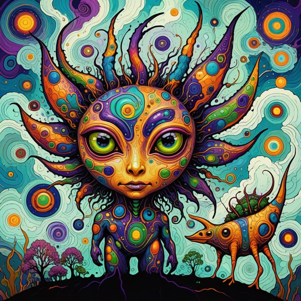 Vibrant Surreal Digital Artwork in Abstract Expressionism St...