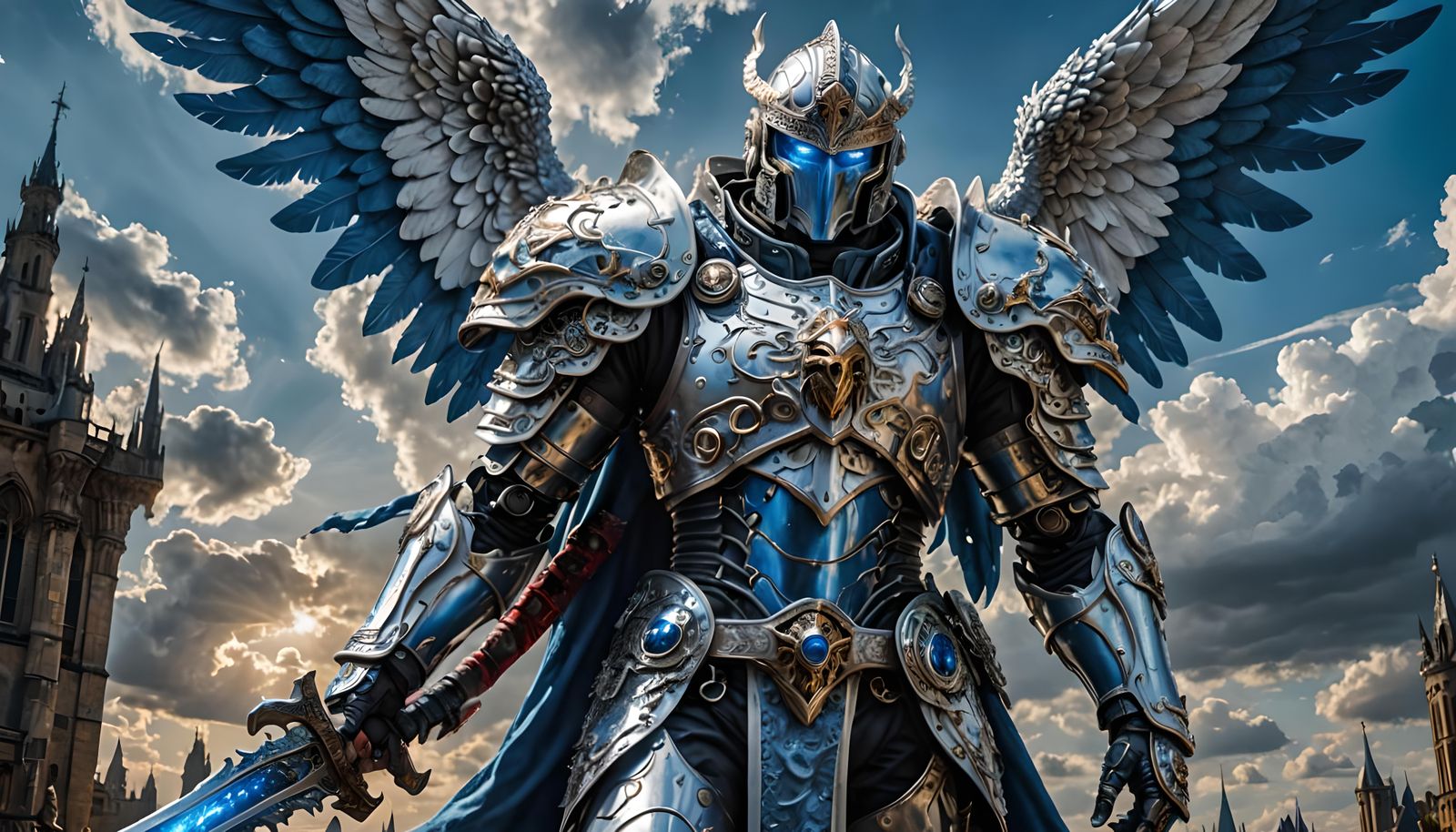 Celestial Being with Cyborg Head, Hyperrealistic