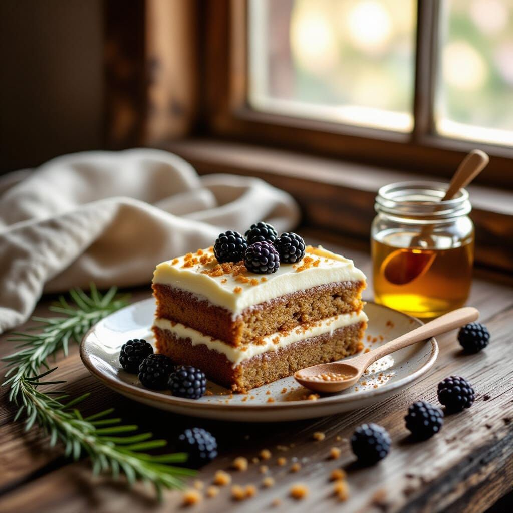 Warm Lifestyle Shot of Homemade Carrot Cake