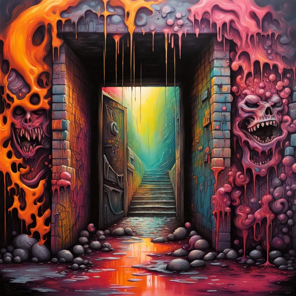 Graffiti Art Entrance to Hell in Spray Paint