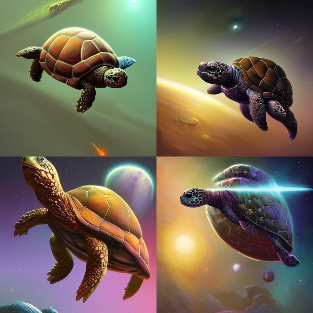 Cosmic Turtle in Space: Digital Art Illustration