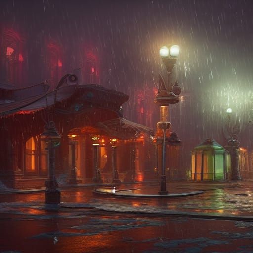 Ice Cream Rain in Detailed Fantasy Art