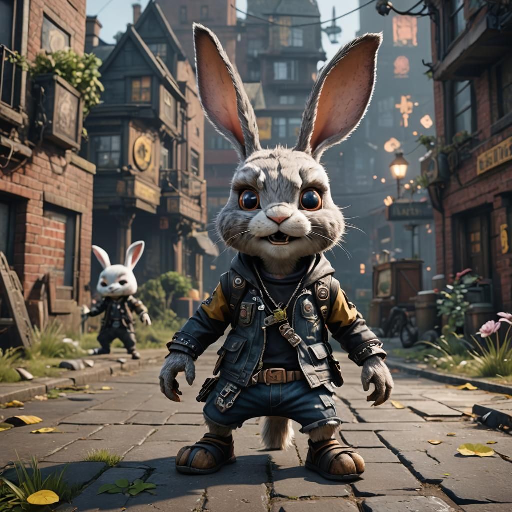 Epic 3D Punk Rabbit Child Masterpiece