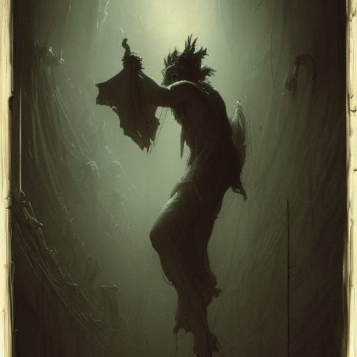 Terrifying Grin: A Dark Engraving Style Horror