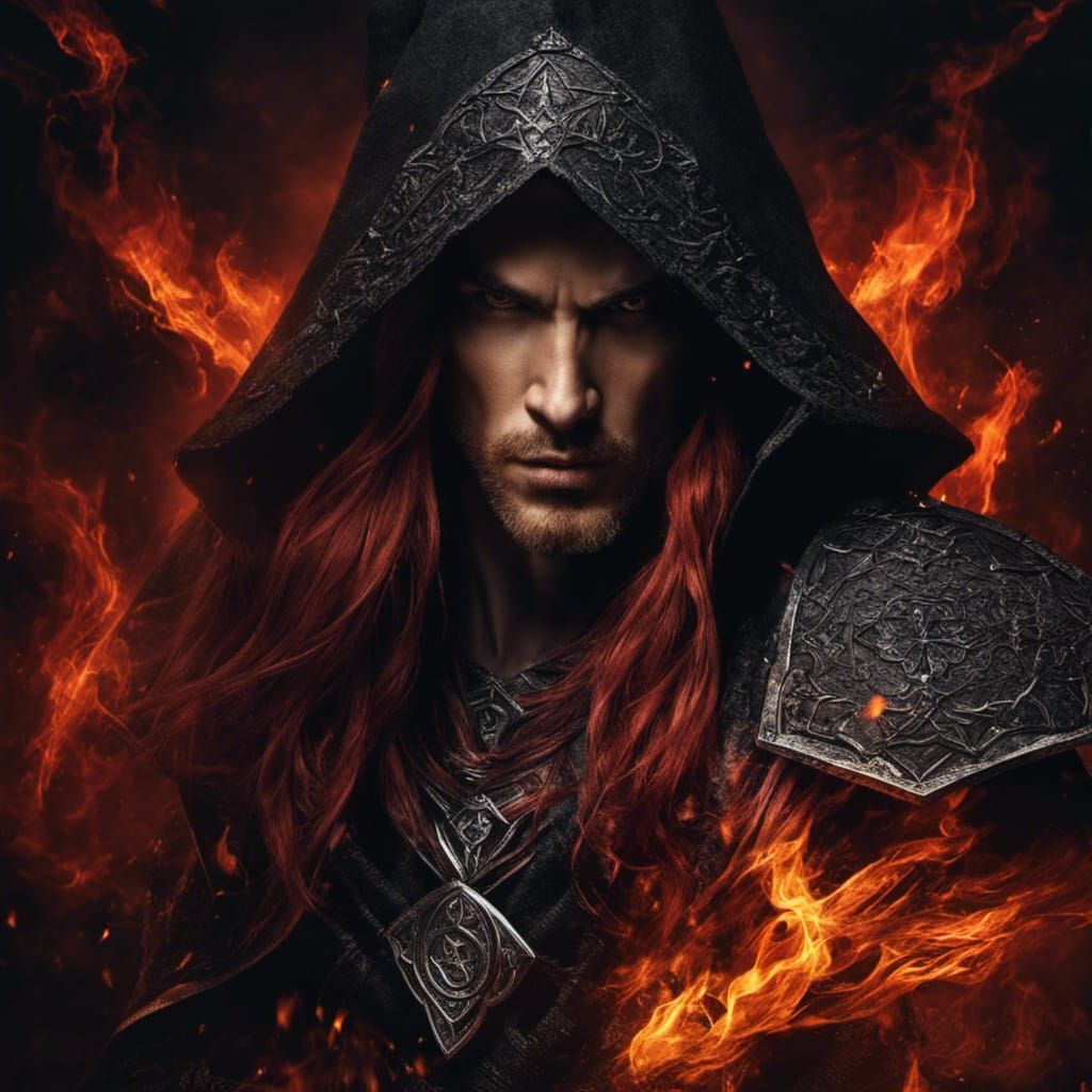 Epic Half-Elven Warlock Necromancer in Hyperdetailed Fantasy...