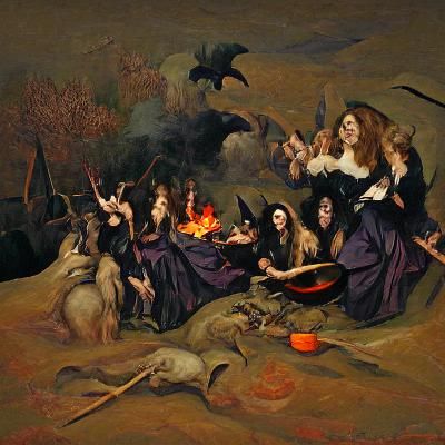 Witches' Sabbath Gathering Illustration