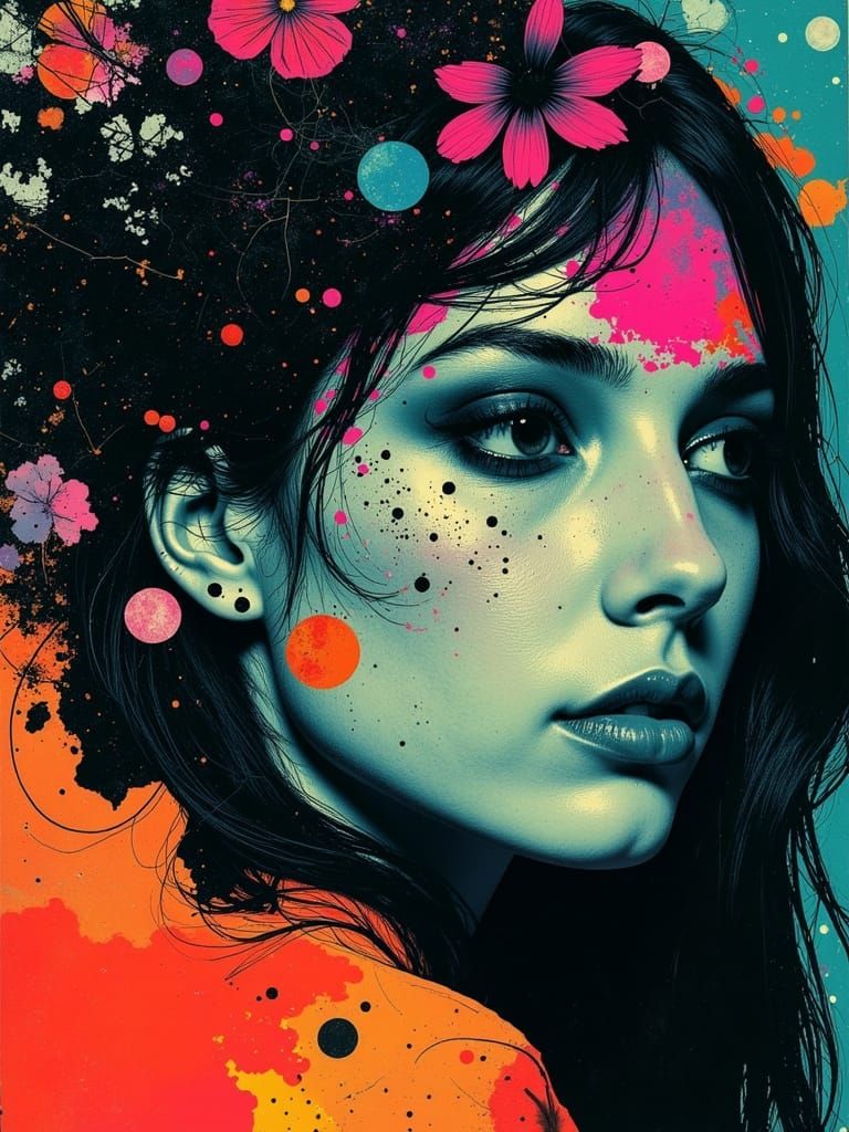 Surreal Portrait of a Charming Young Woman in Goth Abstract ...