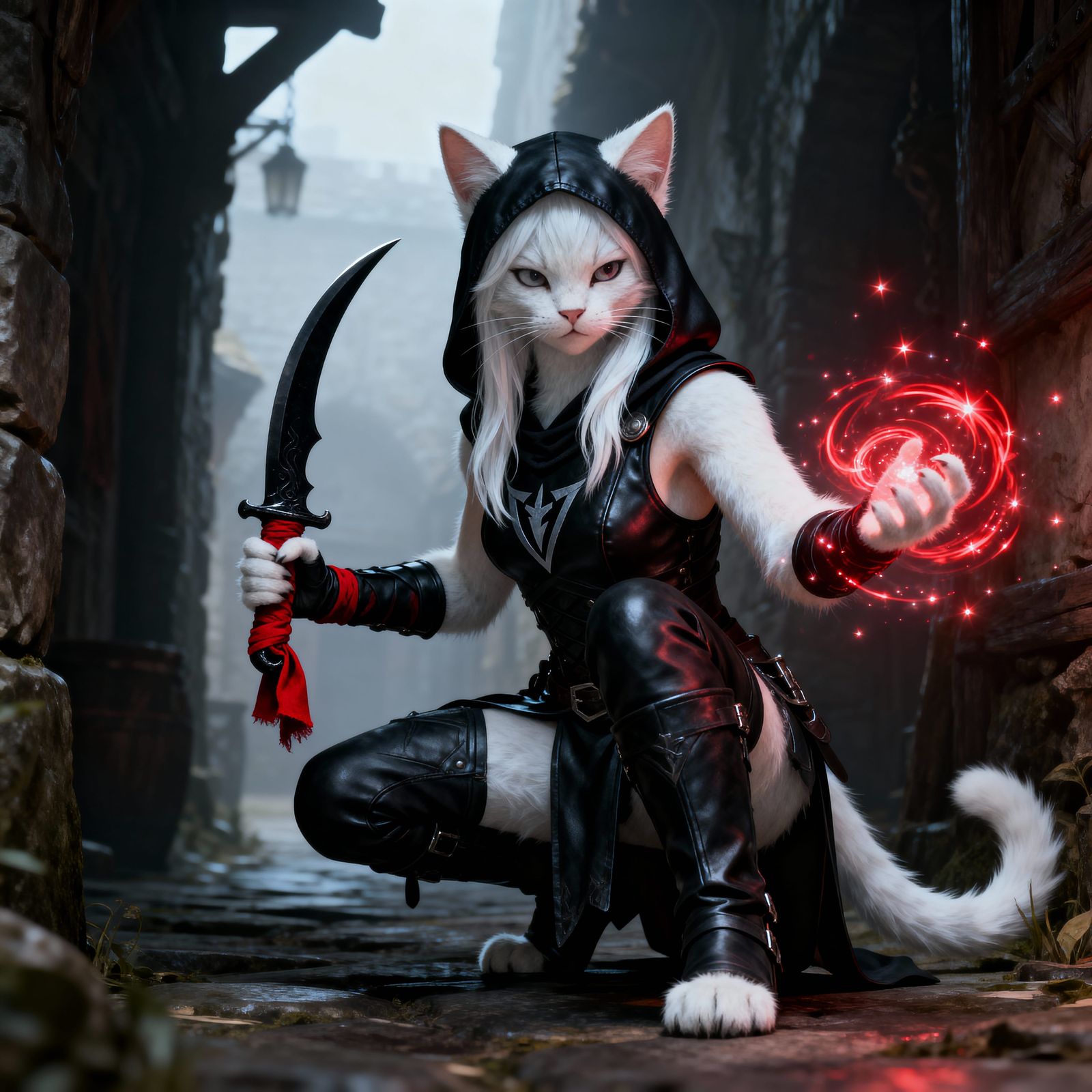 Catgirl Thief Manifests Magic in Riften Alley