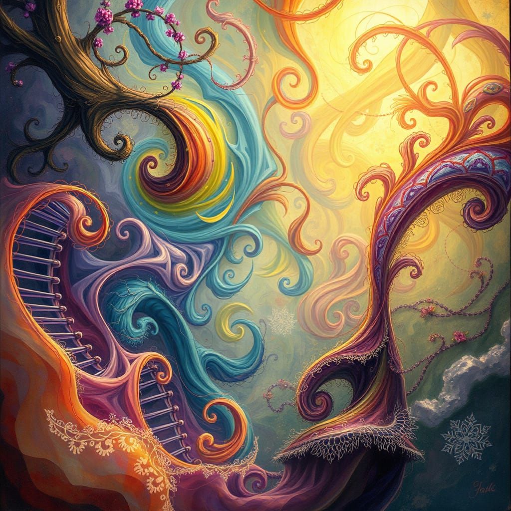 Whimsical Dreamscapes in Vibrant Colors and Delicate Pattern...