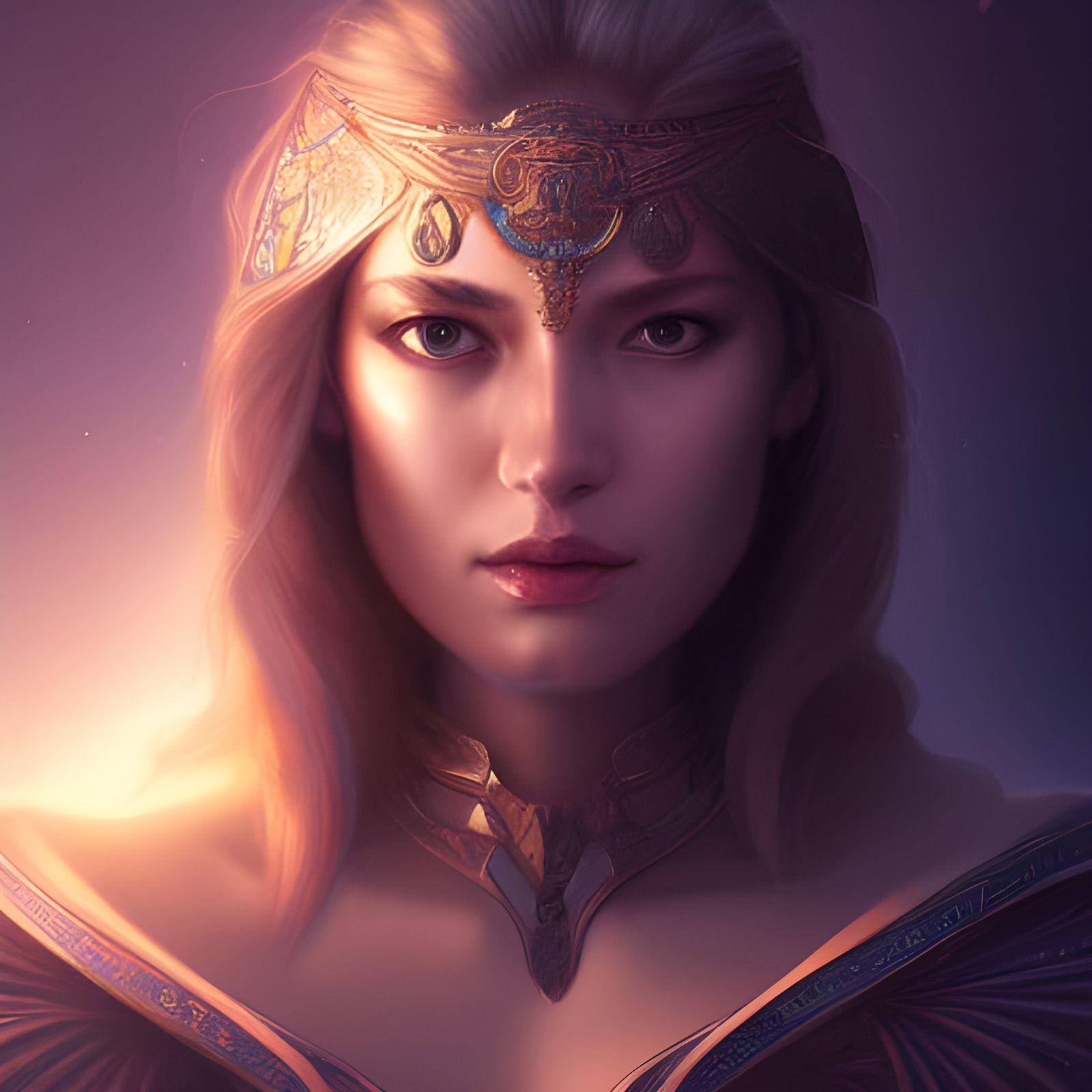 Warrior Princess Portrait Under Night Sky