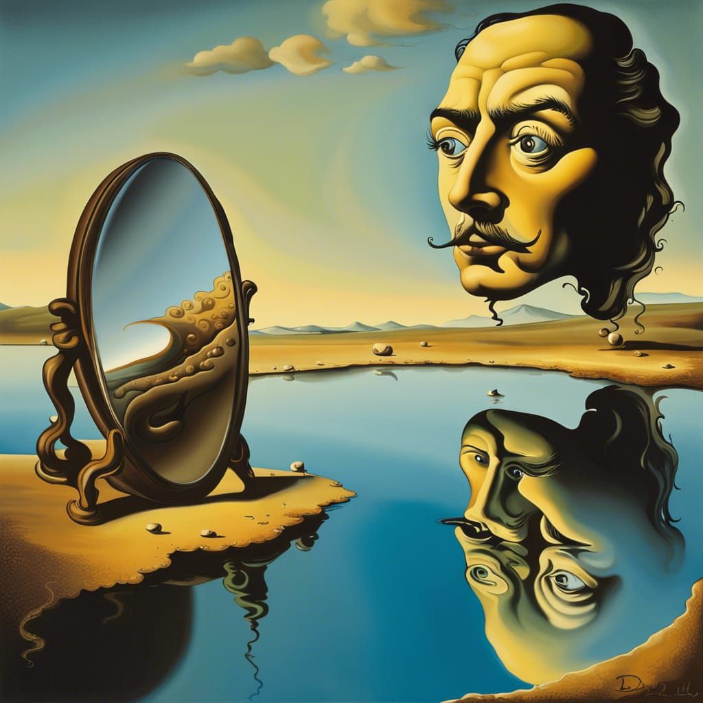 Surreal Melting Reflection in Oil on Canvas