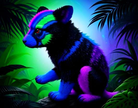 Rainbow Creature in Alien Forest, Impasto Style