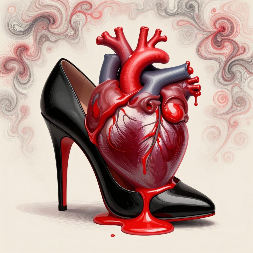 Melting Wax Heart in High Heel Shoe
