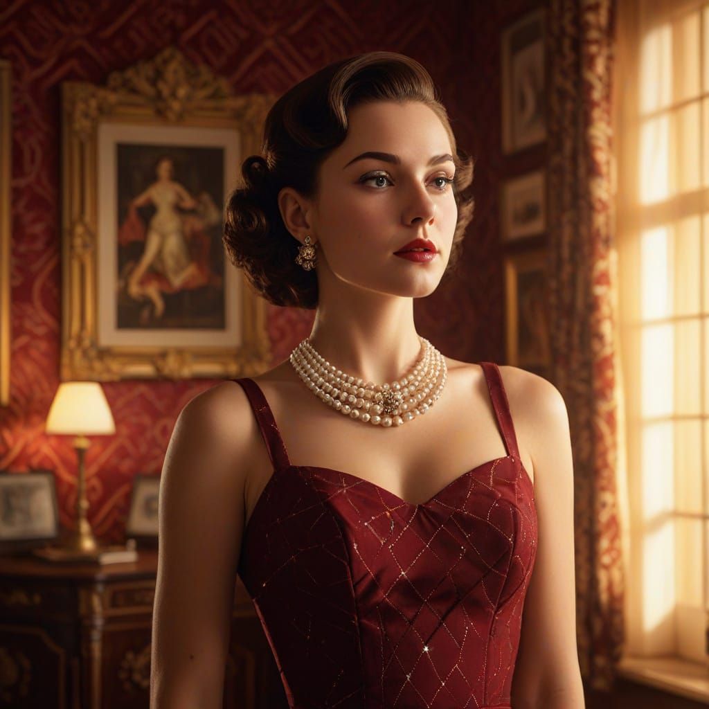 1950s Pin-Up Woman in Alex Ross Style Lighting