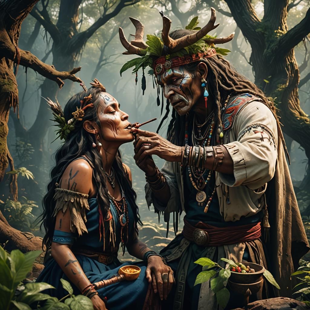 Medicine Man Offering Elixir: Fantasy Concept Art