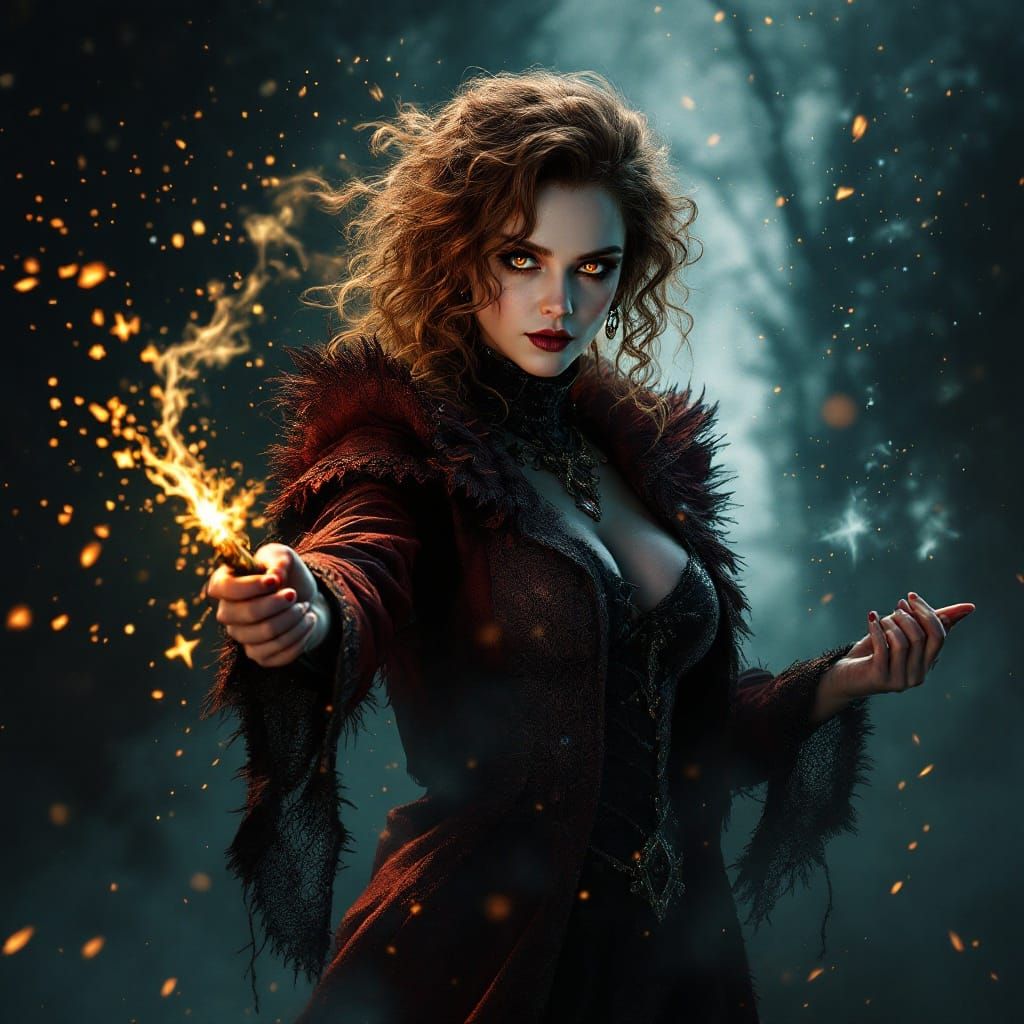 Magical Portait of Bellatrix Lestrange in Triadic Colors