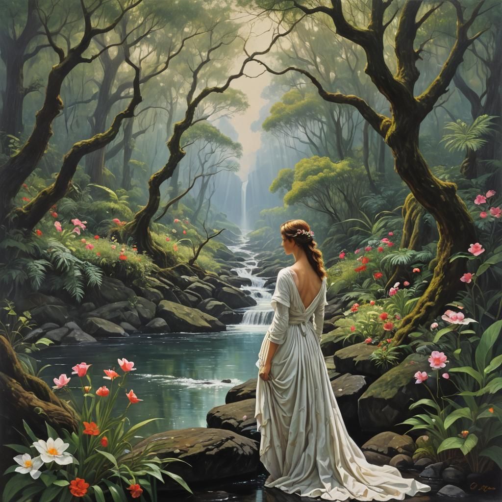 Eden River of Life: Oil Painting