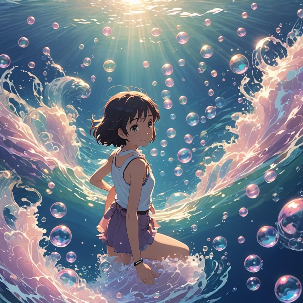 Underwater Anime Creatures in Ghibli-Inspired Style