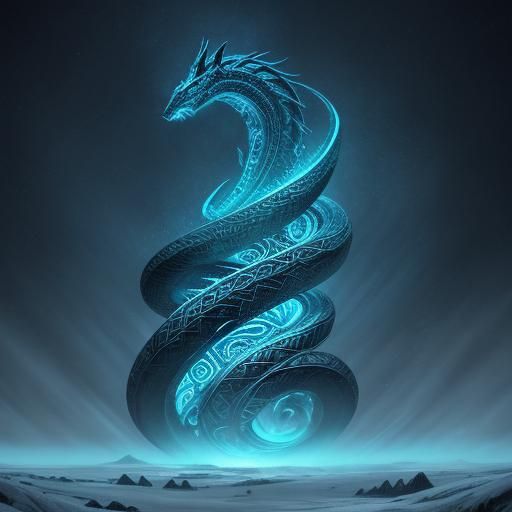 Mystical Serpent Encircling Norse Realm: Digital Art