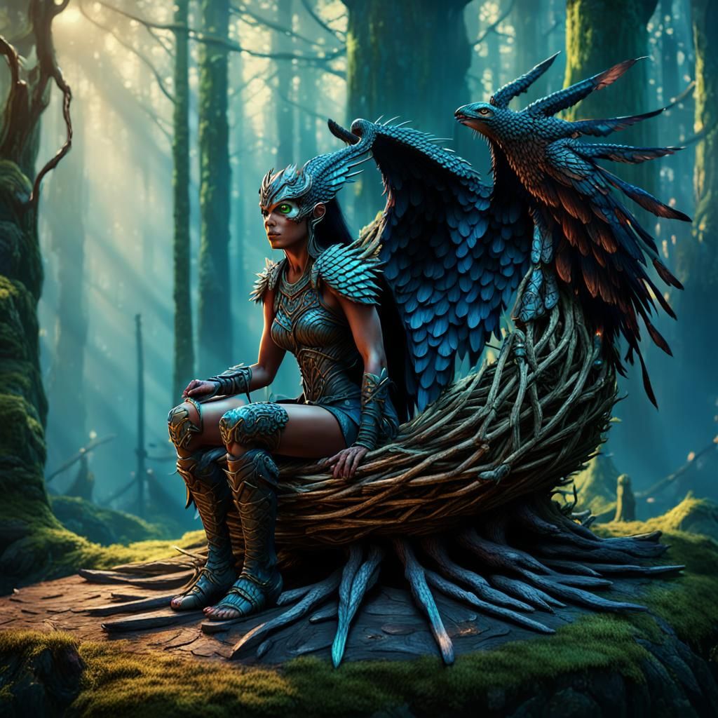 Harpy Woman Warrior on Fantasy Nest