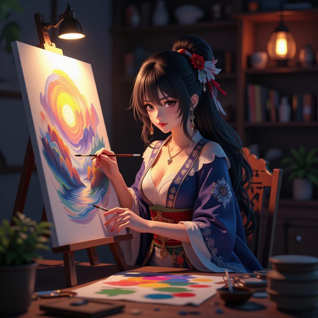 Anime Art of Reality Painter with Dynamic Lighting