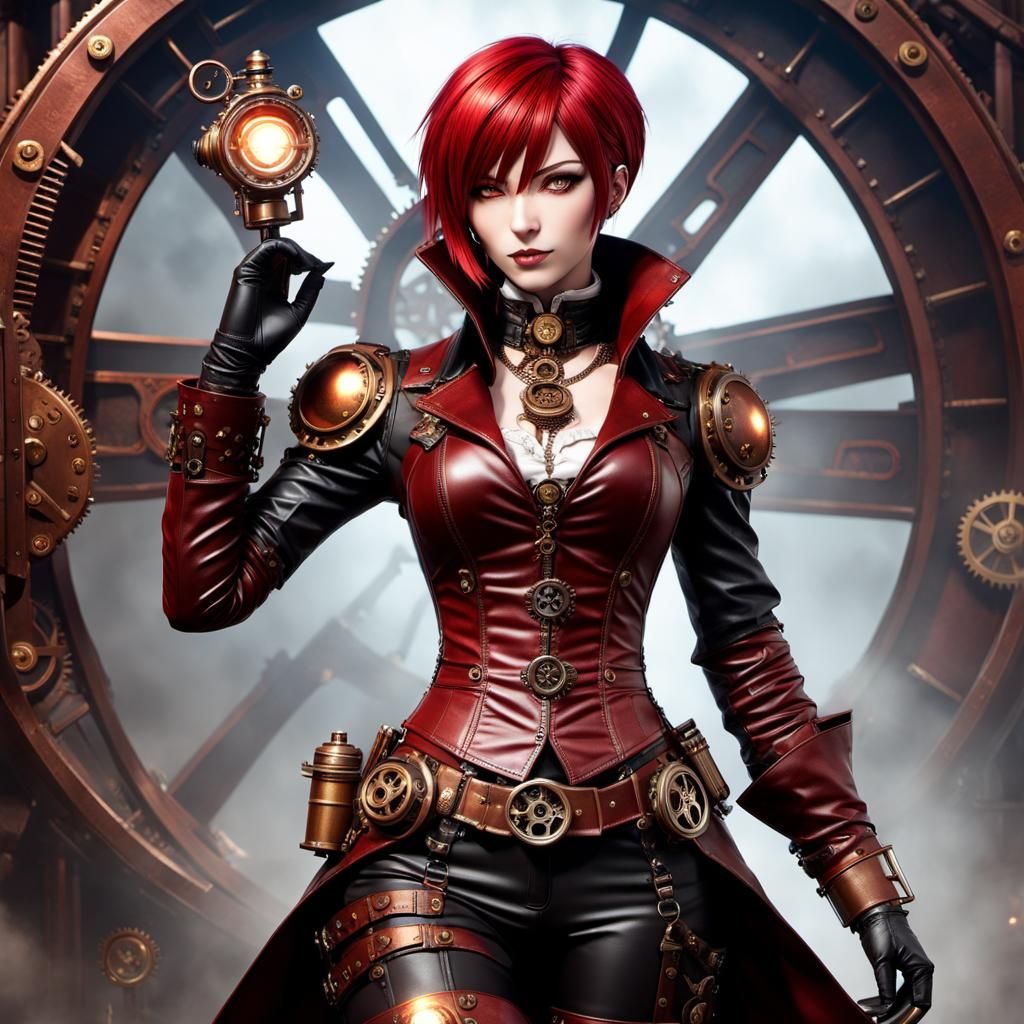 Anime Steampunk Girl in Detailed 3D Render