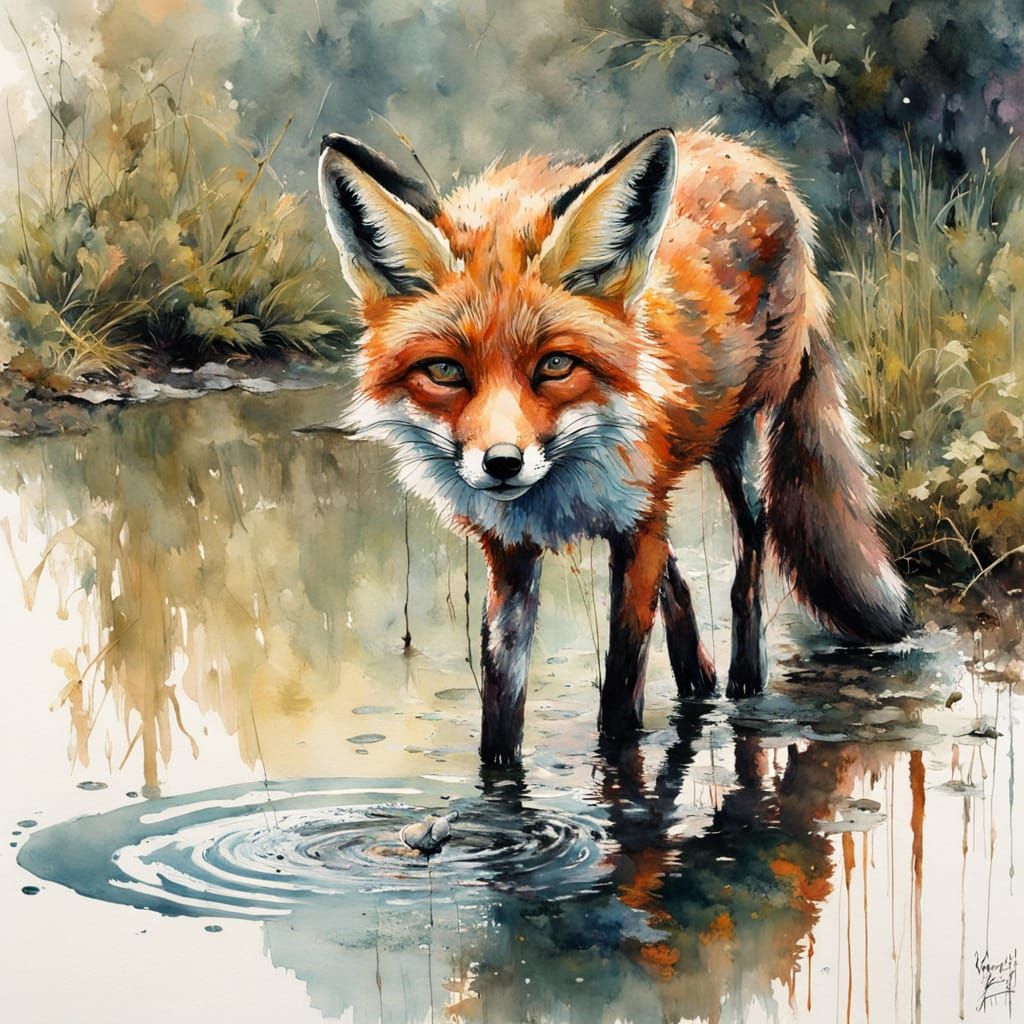 Serene Forest Scene in Vibrant Watercolor