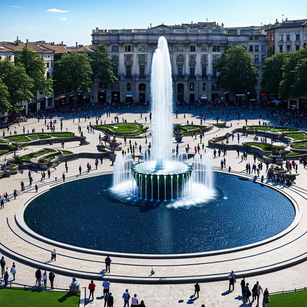 Grand Fountain in Outdoor Plaza