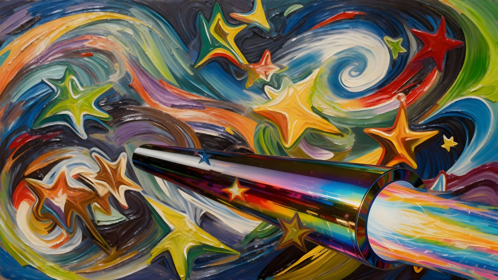 Vivid Abstract Vortex with Rainbow Exhaust