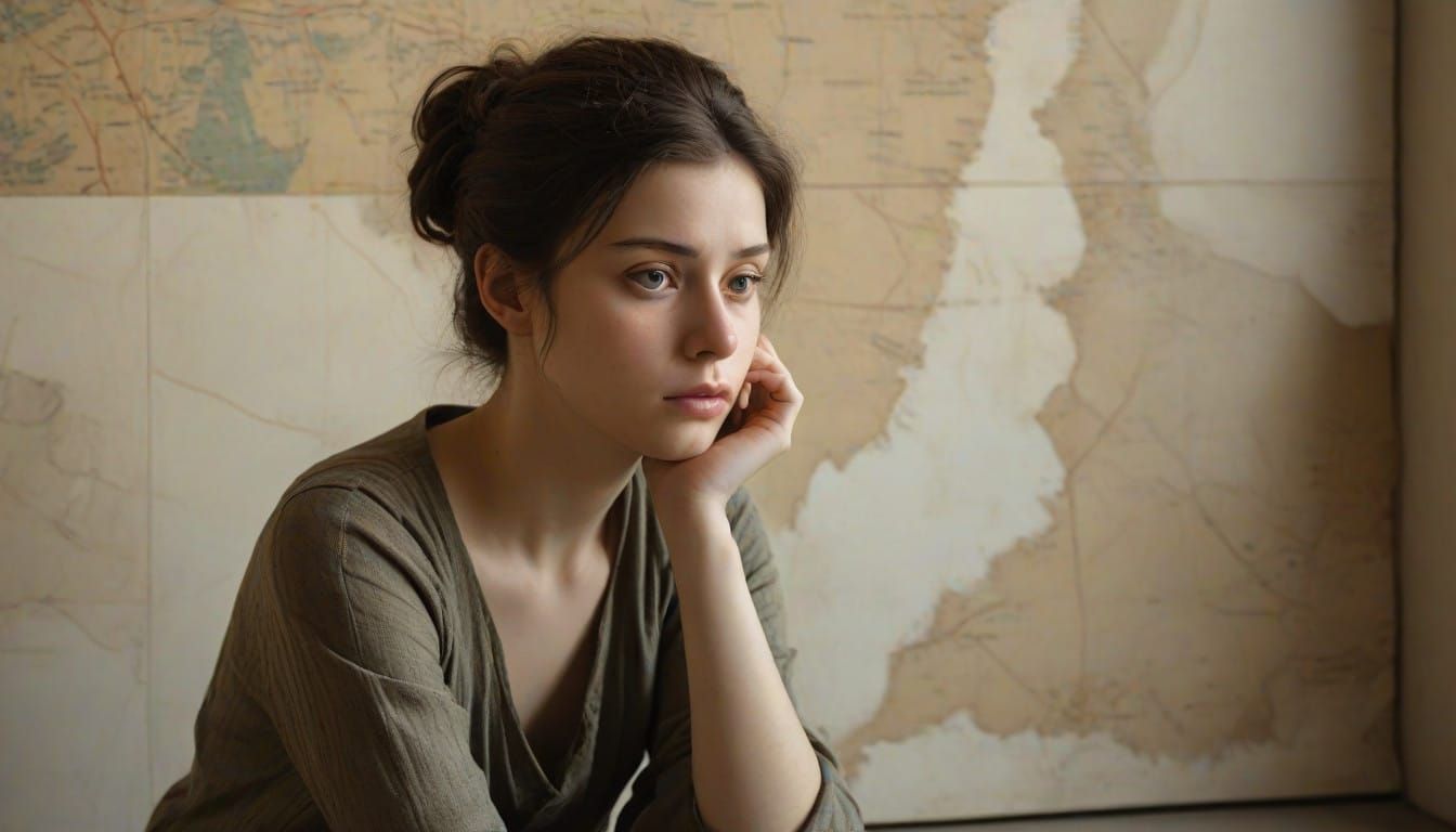 Woman Lost in Thought, 1903 Style Oil Painting