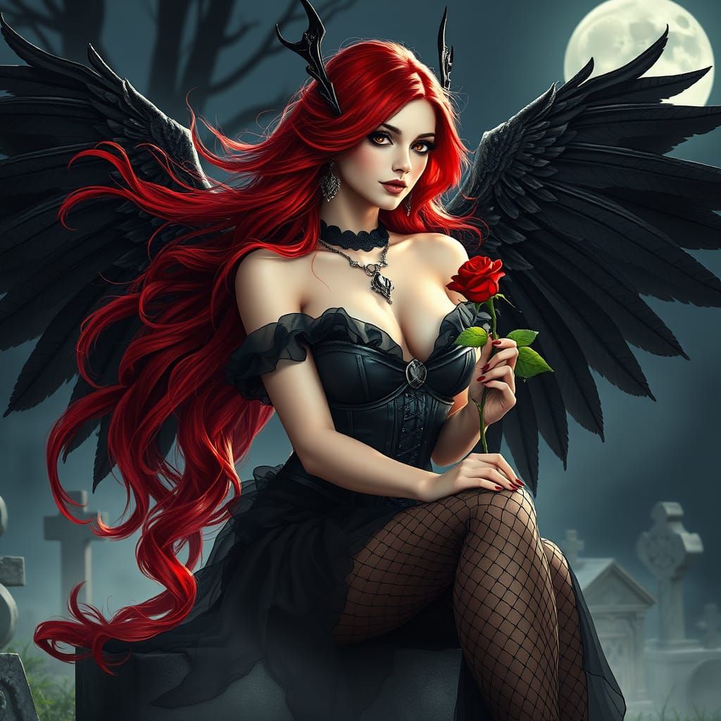 Goddess of the Moonlit Graveyard in Splendid Attire