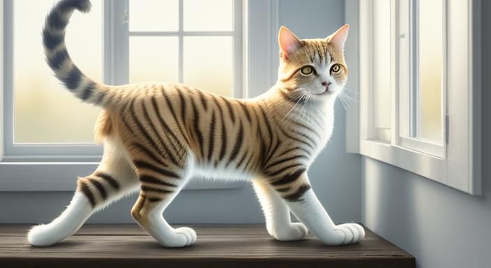 Cat Watching Bird: Whimsical Digital Art