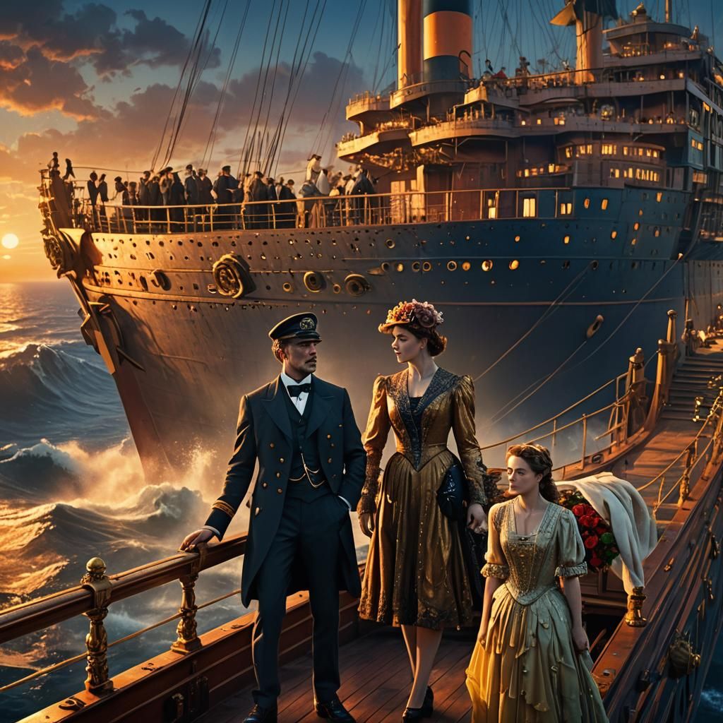 Titanic Sunset: A Cinematic Embrace